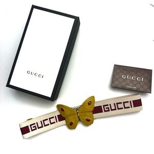 SOLD  Gucci Women's Belt with Yellow Butterfly Accent